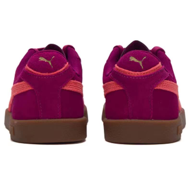 Puma Shoes Suede Classic - ยูนิเซ็กส์ พูม่า 400717-23 รองเท้าสเก็ตหนังกลับสีม่วงแดง, พื้นยางกัม รองเท้าผ้าใบลำลองคลาสสิกสำหรับเดินในเมืองทุกวัน