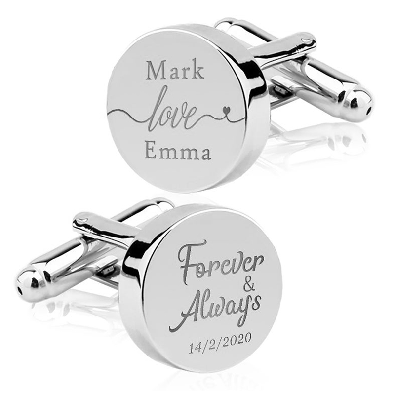 Tie Clip Silver - ส่วนบุคคลแกะสลักเริ่มต้น Cufflinks สําหรับงานแต่งงานวันเกิดเจ้าบ่าวของขวัญสแตนเลส Cufflinks เครื่องประดับ