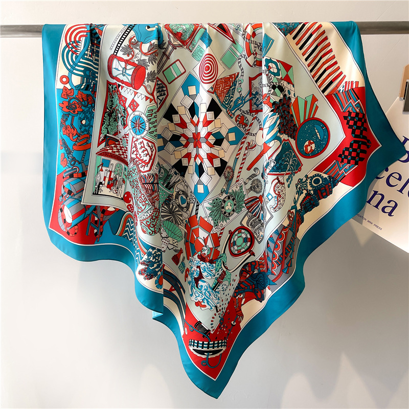 ผ้าพันคอไหมทวิลล์ลายดอกไม้สำหร - Scarf Silk Square บทวิจารณ์และราคา