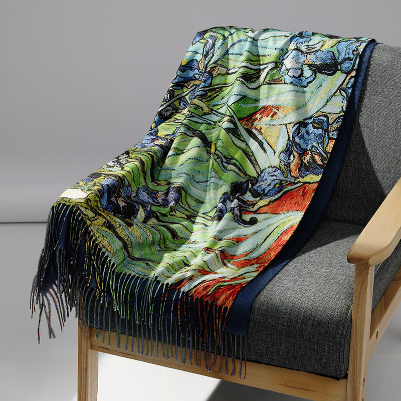 แบรนด์หรูภาพวาดสีน้ํามันผ้าพัน - Woven Scarf Blanket บทวิจารณ์และราคา