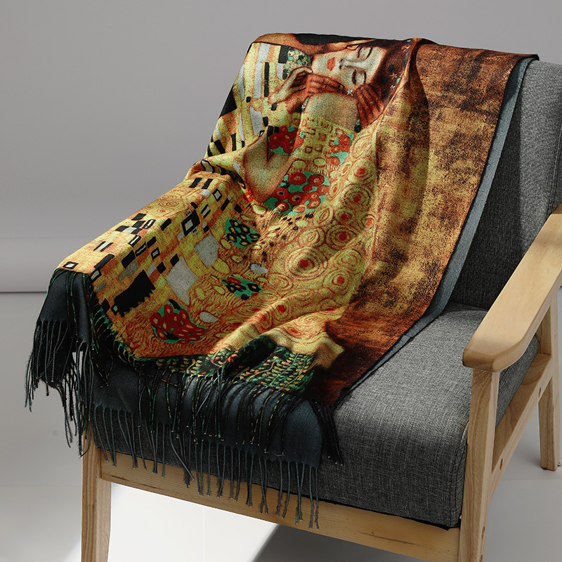 แบรนด์หรูภาพวาดสีน้ํามันผ้าพัน - Woven Scarf Blanket บทวิจารณ์และราคา